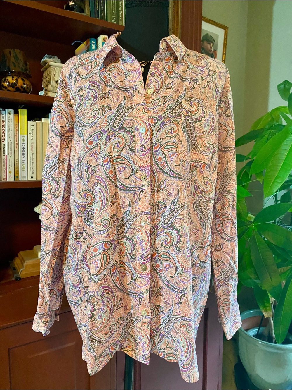 J. Jill Peach-Pink Paisley Button-Down Shirt